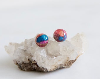 Purple Daliha Copper Turquoise Stud Earrings