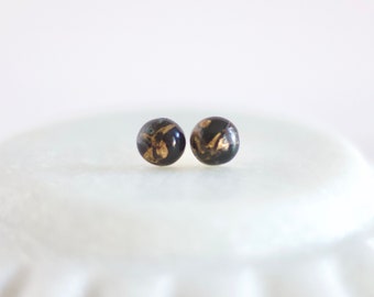 Black Copper Turquoise Stud Earrings