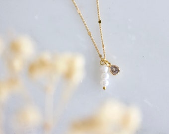 CZ Pearl Drop Necklace