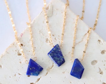 Lapis Lazuli Freeform Slice Necklace