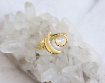 Moonstone Crescent Ring