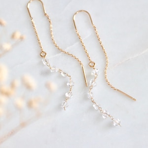 Crystal Nugget Chain Threader Earrings