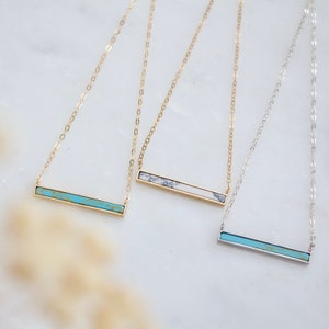 White Turquoise, Turquoise, Bar Necklace