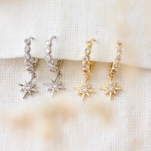 Zircon Star Huggie Earrings