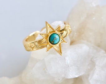 Copper Turquoise Star Ring