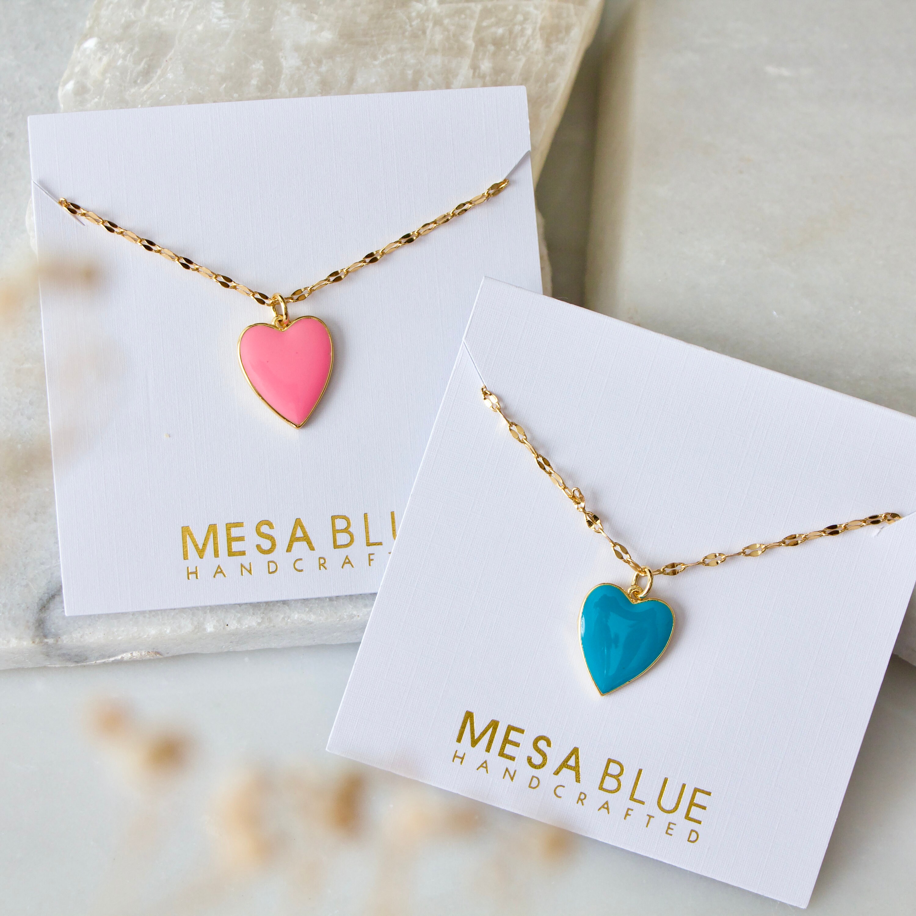 Pink enamel shop heart necklace