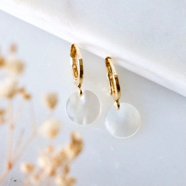 Mother of Pearl Huggie Earrings