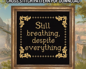 BG3 Tav "Still Breathing" Cross Stitch PDF Pattern Instant Download