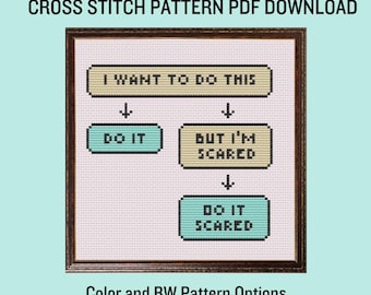 Do It Scared Cross Stitch Instant PDF Download