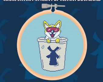 Pup Cup Dutch Bros Cross Stitch Pattern (PDF Download)