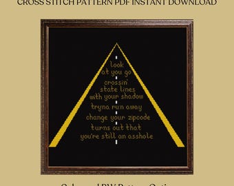 Dashboard TGD Lyrics Cross Stitch Pattern PDF Download