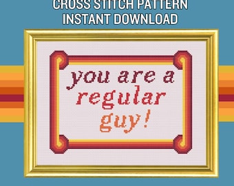 You are a regular guy! Cross Stitch PDF Pattern Instant Download