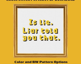 Mini "Is Lie" Ilya Rozanov Heated Rivalry Cross Stitch Pattern Instant PDF Download