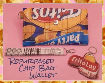Repurposed Chip Bag Wallet Fritos Scoops Themed Upcycled Recycled Snack Wristlet