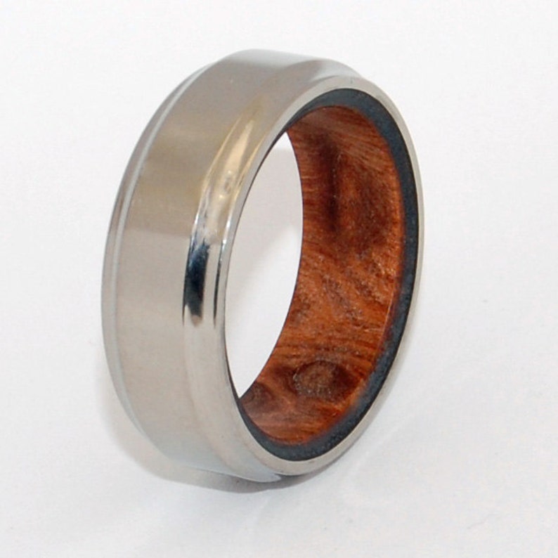 wedding rings, titanium rings, wood rings, men's ring, women's ring, unique wedding ring, engagement rings, commitment ring THE GIVER image 1