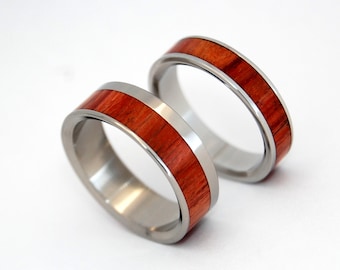 rustic wedding rings, titanium rings, wood rings, mens rings, Titanium Wedding Bands, Wedding Rings - BREAD AND TULIPS
