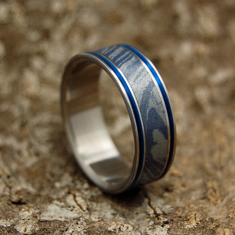 Titanium Wedding Band, Mokume Gane, Mens Ring, Womens Ring, Eco-Friendly, titanium rings MERLIN image 1