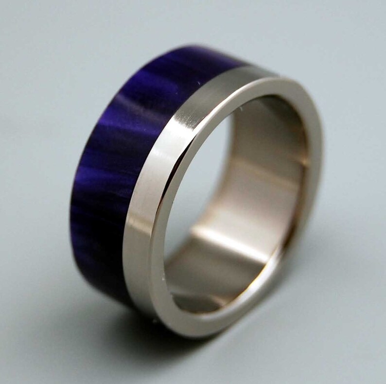 wedding rings, titanium rings, wood rings, mens rings, Titanium Wedding Bands, Eco-Friendly Rings, Wedding Rings PURPLE HEART image 1