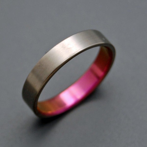 Titanium wedding ring, wedding ring, titaniun rings, mens ring, womens rings, eco-friendly - PINK LADY in SATIN