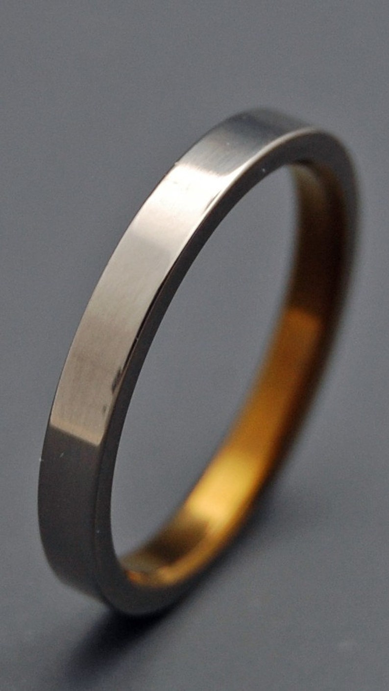 Titanium Wedding ring, Mens Ring, Womens Ring, Anodized Ring, bronze ring, Eco-Friendly Ring, Unique Rings SLIM SLEEK and BRONZE image 4