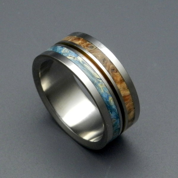 Wooden Wedding Rings, titanium wedding rings, box elder, bronze, wood rings, men's ring, women's wedding rings - HEAVEN ON EARTH