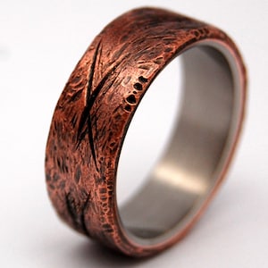 Titanium wedding ring, wedding ring, titaniun rings, mens ring, womens rings, eco-friendly - HAND BEATEN COPPER