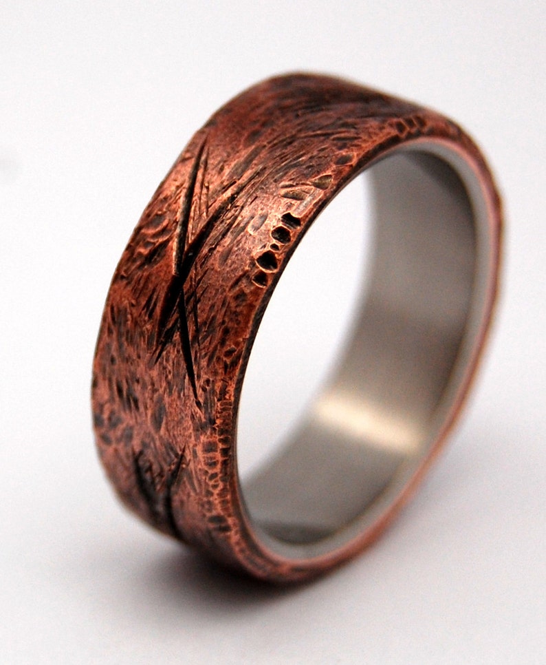 Titanium wedding ring, wedding ring, titaniun rings, mens ring, womens rings, eco-friendly HAND BEATEN COPPER image 1