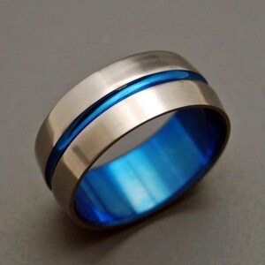 wedding rings, titanium rings, wood rings, mens rings, Titanium Wedding Bands, Eco-Friendly Wedding Rings, Wedding Ring BLUE SIGNATURE RING image 2