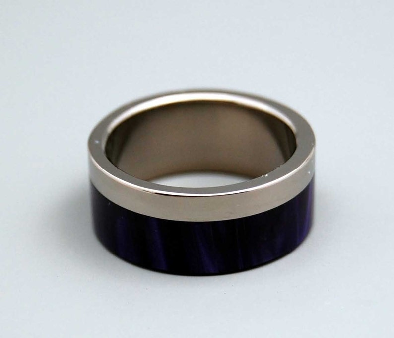 wedding rings, titanium rings, wood rings, mens rings, Titanium Wedding Bands, Eco-Friendly Rings, Wedding Rings PURPLE HEART image 4