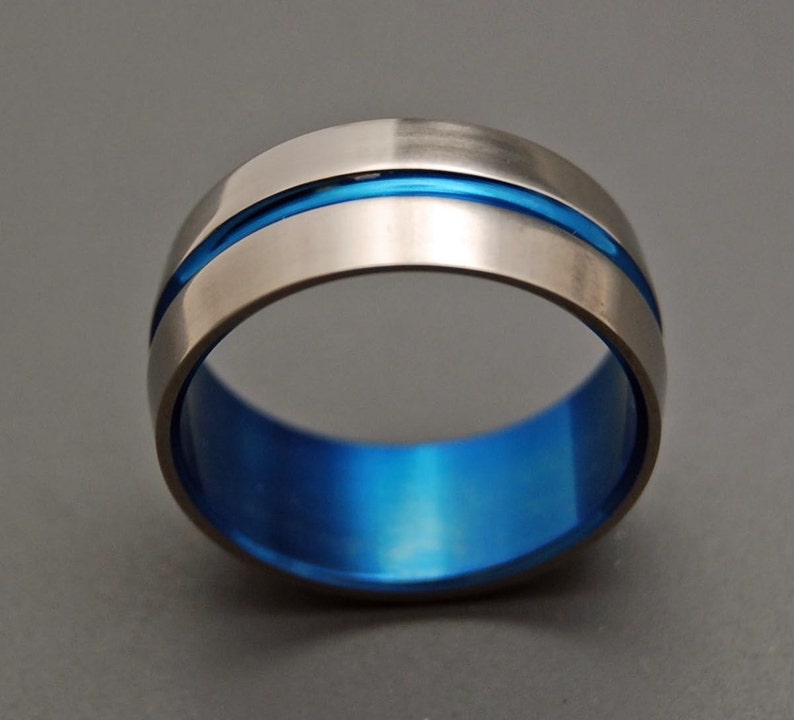 wedding rings, titanium rings, wood rings, mens rings, Titanium Wedding Bands, Eco-Friendly Wedding Rings, Wedding Ring BLUE SIGNATURE RING image 3