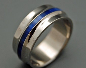 wedding rings, titanium rings, wood rings, mens rings, Titanium Wedding Bands, Eco-Friendly Wedding Rings, Wedding Rings - TRUE BLUE