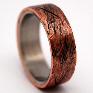 Titanium wedding ring, wedding ring, titaniun rings, mens ring, womens rings, eco-friendly HAND BEATEN COPPER image 2