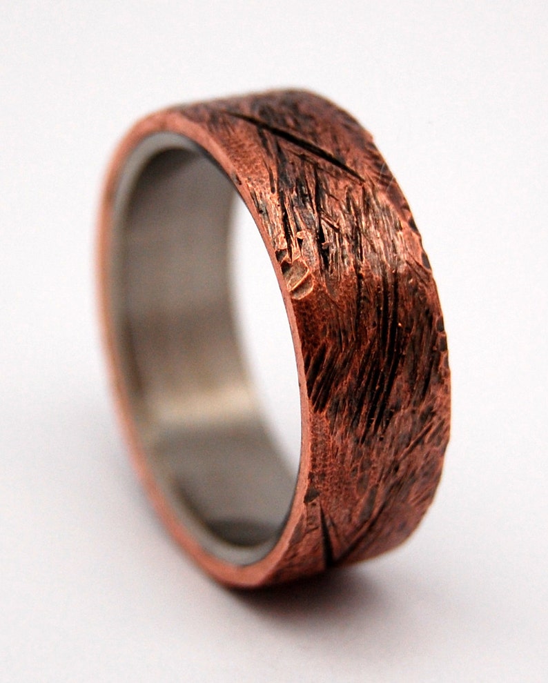 Titanium wedding ring, wedding ring, titaniun rings, mens ring, womens rings, eco-friendly HAND BEATEN COPPER image 2