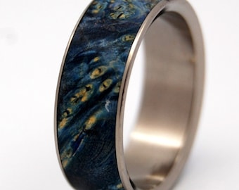 Wooden Wedding Ring, Titanium Wedding Band, wedding rings, titanium rings, men's rings, women's rings, wood rings, stars - SHOOTING STARS