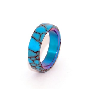 wedding rings, titanium rings, wood rings, womens ring, Titanium Wedding Bands, Eco-Friendly Rings all i want is YOU AND TURQUOISE image 2