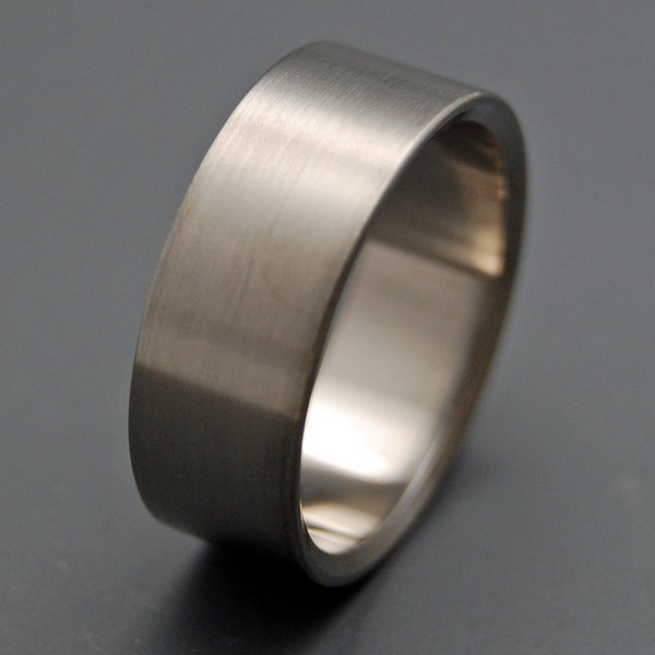 rustic rings, wedding rings, titanium rings, wood rings, mens rings, Titanium Wedding Bands, Wedding Rings -  SATIN AND NAKED