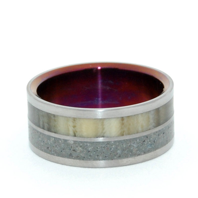 Titanium Wedding Rings, Cattlehorn, Concrete Ring, Eco-Friendly, Mens Ring, Womens Ring JUNIPER FLOWERS image 2