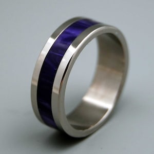 Titanium wedding ring, wedding band, purple ring, men's ring, woman's ring, resin, titanium ring, marble AFTER THE RAIN image 1