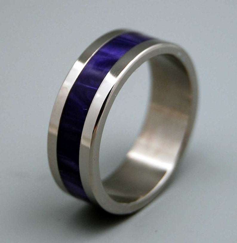 Titanium wedding ring, wedding band, purple ring, men's ring, woman's ring, resin, titanium ring, marble AFTER THE RAIN image 1