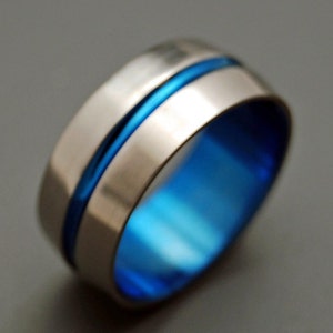 wedding rings, titanium rings, wood rings, mens rings, Titanium Wedding Bands, Eco-Friendly Wedding Rings, Wedding Ring BLUE SIGNATURE RING image 1