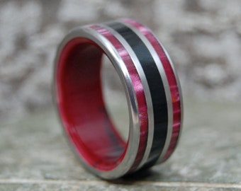 KNOCKOUT | Onyx, Red Jasper & Red Marble Resin Titanium Wedding Ring