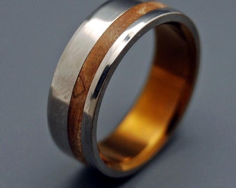 Titanium Wedding Ring, Wooden Wedding Rings, mens ring, womens ring, eco-friendly ring, unique wedding ring, Maple wedding ring- SILVER FAUN