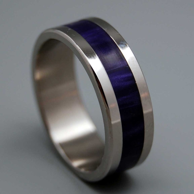 Titanium wedding ring, wedding band, purple ring, men's ring, woman's ring, resin, titanium ring, marble AFTER THE RAIN image 3