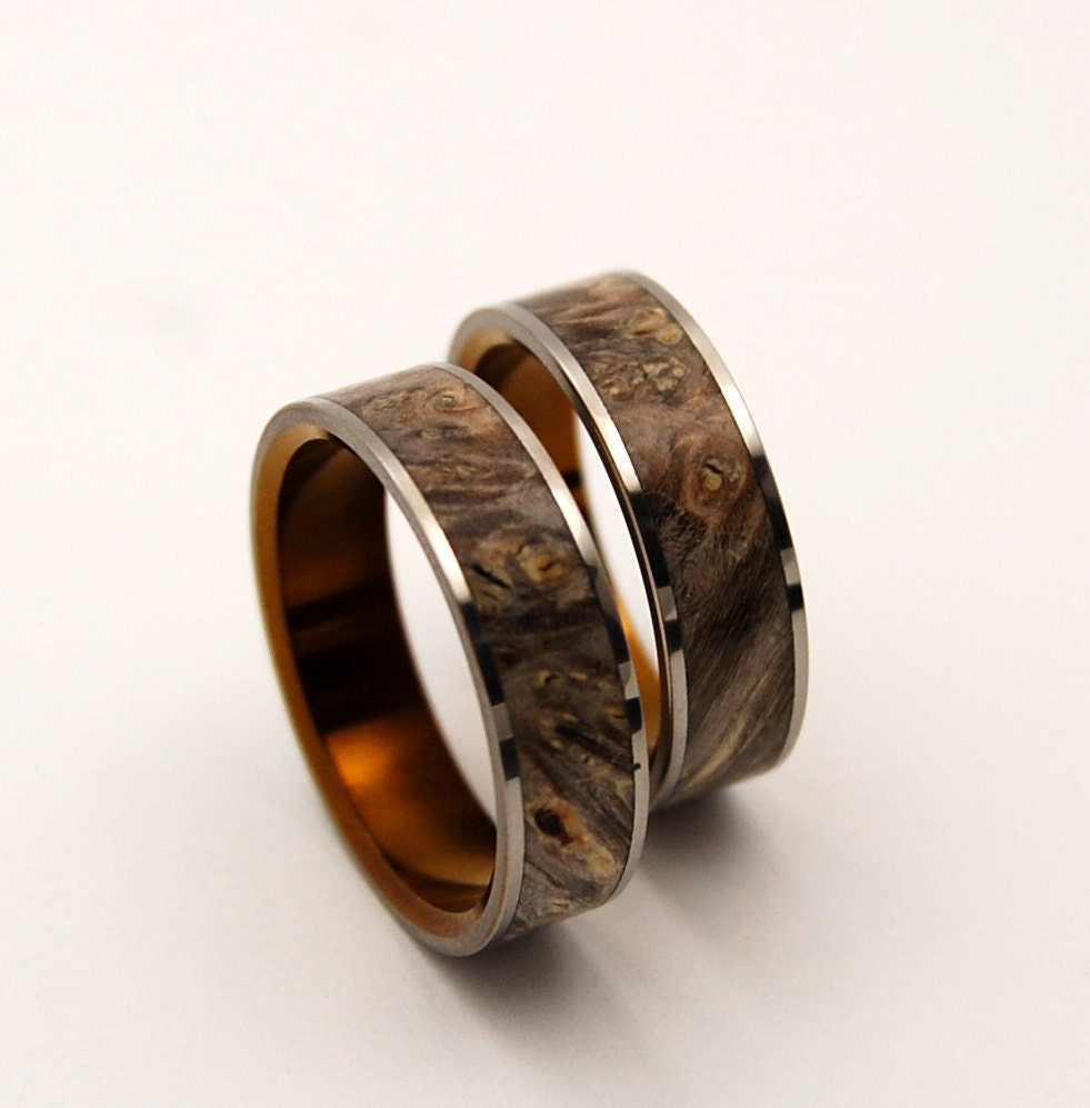Wedding rings titanium rings wood rings mens rings | Etsy