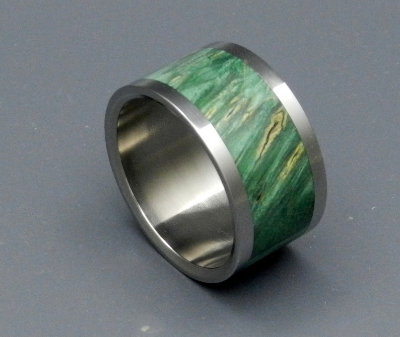 wedding rings, titanium rings, wood rings, mens rings, womens ring, Titanium Wedding Bands, Eco-Friendly Rings AURORA BOREALIS image 2
