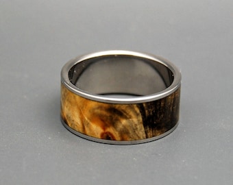 Titanium rings, wood rings, mens rings, Titanium Wedding Bands, Eco-Friendly Rings, Wedding Rings - SWIMMING IN the DARK