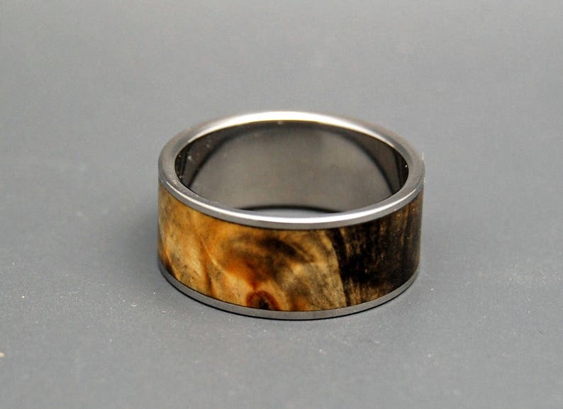 Titanium rings, wood rings, mens rings, Titanium Wedding Bands, Eco-Friendly Rings, Wedding Rings SWIMMING IN the DARK image 1