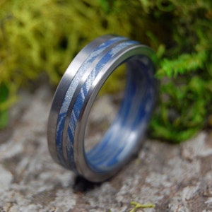 mens ring, blue rings, wedding rings, titanium rings, wood rings, Titanium Wedding Bands, Wedding Rings SATIN SON of ADAM image 1