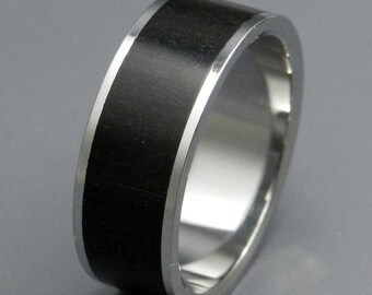 Black rings, wedding rings, titanium rings, wood rings, mens rings, womens ring, Titanium Wedding Bands, Eco-Friendly Rings - ECLIPSE