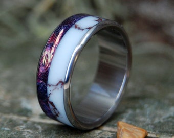 BORN in the PURPLE | Purple Box Elder & Wild Horse Jasper Titanium Wedding Ring